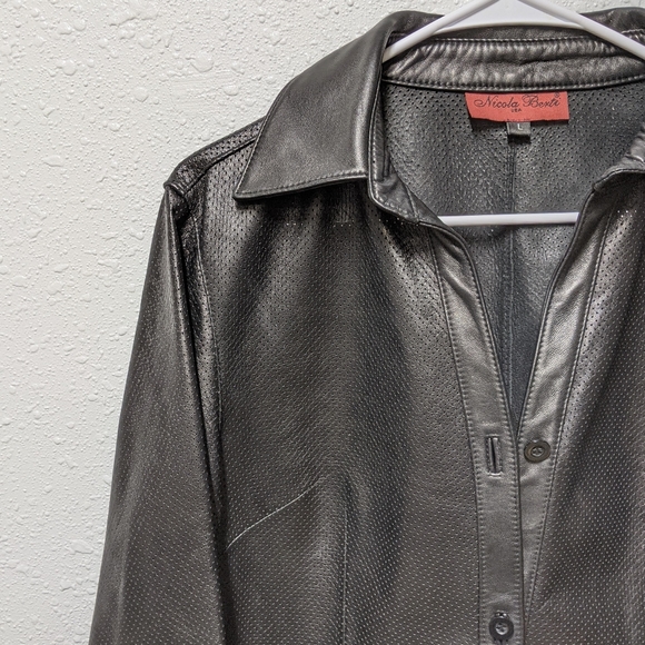 Nicola Berti - Large Perforated Leather Jacket - Picture 4 of 6